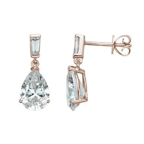 Exclusive Jewelry Offers – Sparkle For Less Pear and Baguette drop earrings with 3.9 carats* of diamond simulants in 10 carat rose gold Exclusive Jewelry Offers – Sparkle For Less Pear and Baguette drop earrings with 3.9 carats* of diamond simulants in 10 carat rose gold