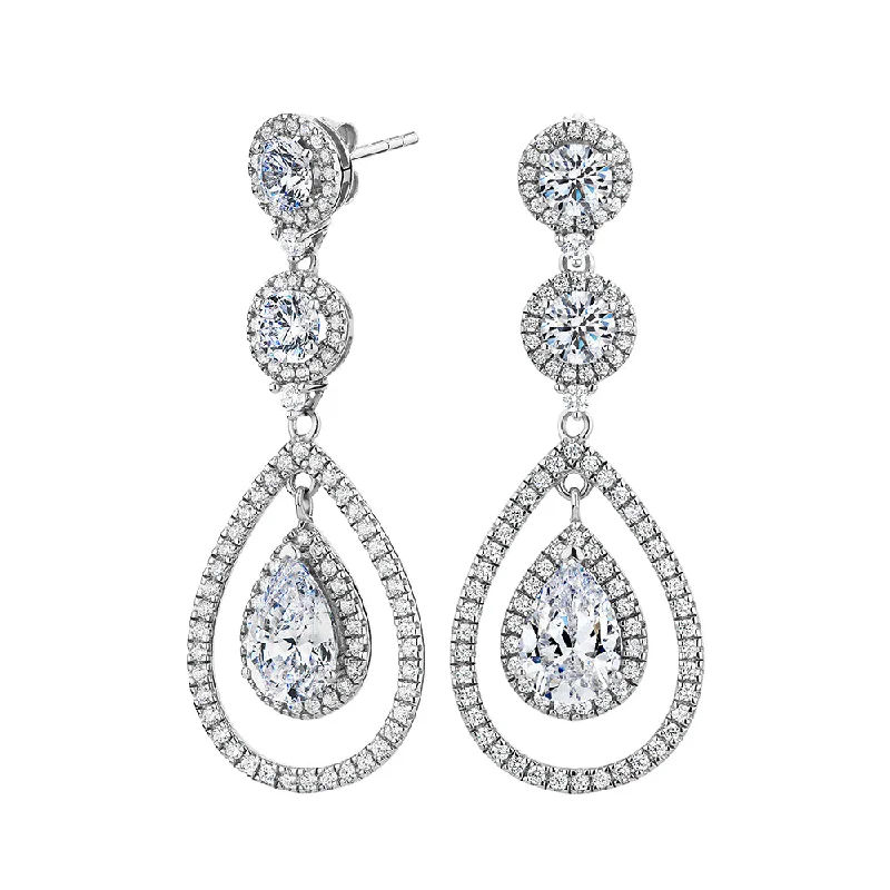 Bestselling Jewelry Now On Sale – Elevate Your Look Pear and Round Brilliant drop earrings with 7 carats* of diamond simulants in sterling silver Bestselling Jewelry Now On Sale – Elevate Your Look Pear and Round Brilliant drop earrings with 7 carats* of diamond simulants in sterling silver