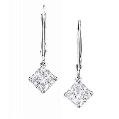 Elegant Jewelry, Exclusive Prices – Shop Now Princess Cut drop earrings with 2 carats* of diamond simulants in 10 carat white gold Elegant Jewelry, Exclusive Prices – Shop Now Princess Cut drop earrings with 2 carats* of diamond simulants in 10 carat white gold
