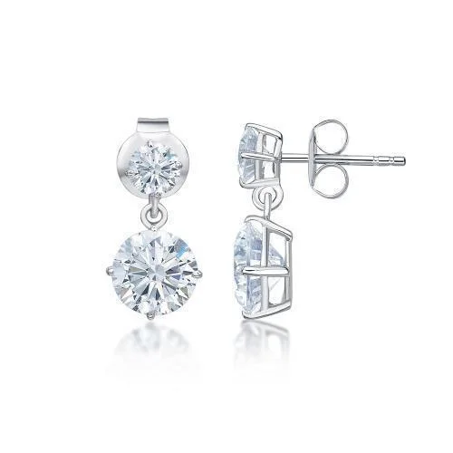 Accessorize For Less – Luxury Jewelry At Affordable Prices Round Brilliant drop earrings with 2.56 carats* of diamond simulants in 10 carat white gold Accessorize For Less – Luxury Jewelry At Affordable Prices Round Brilliant drop earrings with 2.56 carats* of diamond simulants in 10 carat white gold
