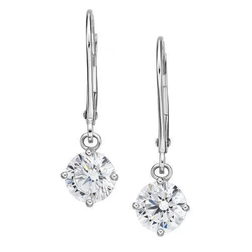 Limited-Time Offer On Elegant Jewelry Pieces Round Brilliant drop earrings with 2 carats* of diamond simulants in 10 carat white gold Limited-Time Offer On Elegant Jewelry Pieces Round Brilliant drop earrings with 2 carats* of diamond simulants in 10 carat white gold