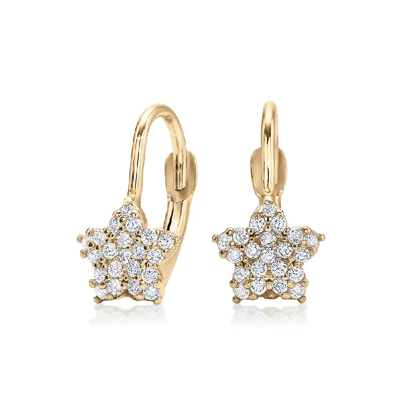 Waterproof Stainless Steel Jewelry For Lasting Beauty Round Brilliant drop earrings with diamond simulants in 10 carat yellow gold Waterproof Stainless Steel Jewelry For Lasting Beauty Round Brilliant drop earrings with diamond simulants in 10 carat yellow gold