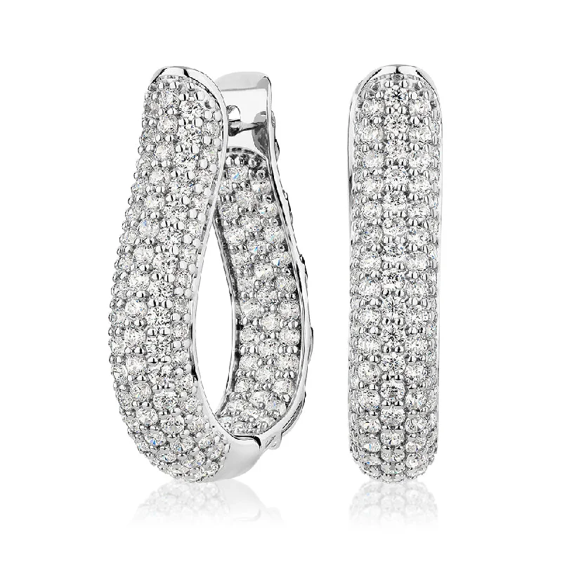 Dainty Floral Jewelry For Feminine Elegance Round Brilliant hoop earrings with 4.22 carats* of diamond simulants in sterling silver Dainty Floral Jewelry For Feminine Elegance Round Brilliant hoop earrings with 4.22 carats* of diamond simulants in sterling silver