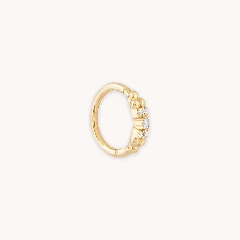 Clearance Sale On High-End Jewelry Collections Solid Gold Beaded Crystal Piercing Hoop Clearance Sale On High-End Jewelry Collections Solid Gold Beaded Crystal Piercing Hoop