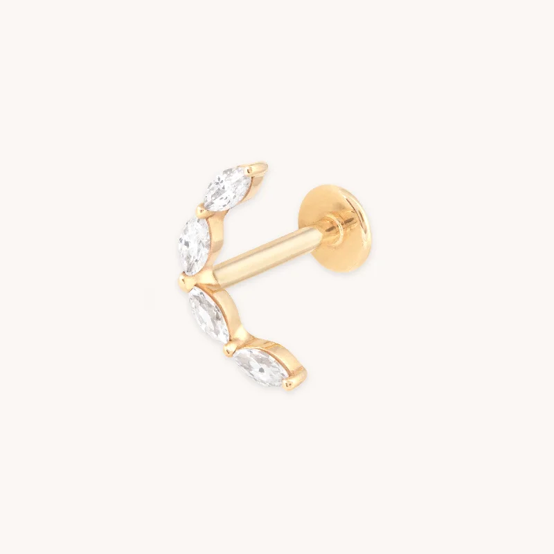 Versatile Layering Jewelry For Effortless Chic Solid Gold Crystal Curved Piercing Stud Versatile Layering Jewelry For Effortless Chic Solid Gold Crystal Curved Piercing Stud