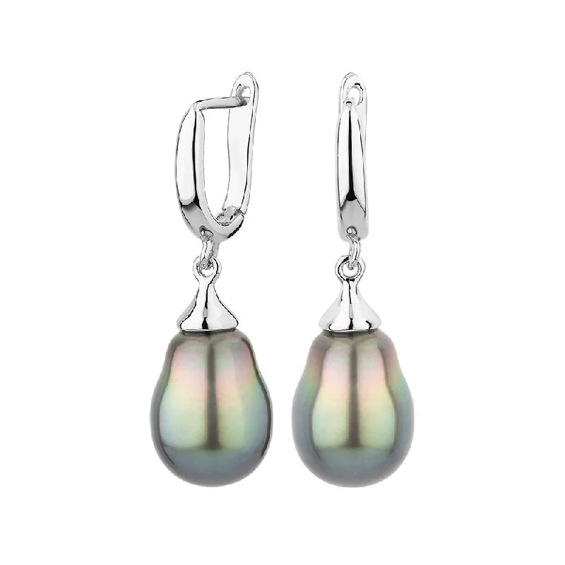Delicate Crystal Jewelry For Sophisticated Charm Tahitian pearl drop earrings in sterling silver Delicate Crystal Jewelry For Sophisticated Charm Tahitian pearl drop earrings in sterling silver