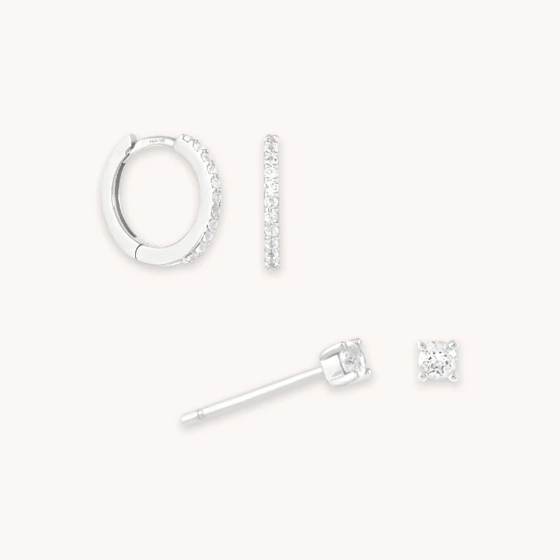 Delicate Crystal Jewelry For Sophisticated Charm White Topaz Gift Set in Solid White Gold Delicate Crystal Jewelry For Sophisticated Charm White Topaz Gift Set in Solid White Gold