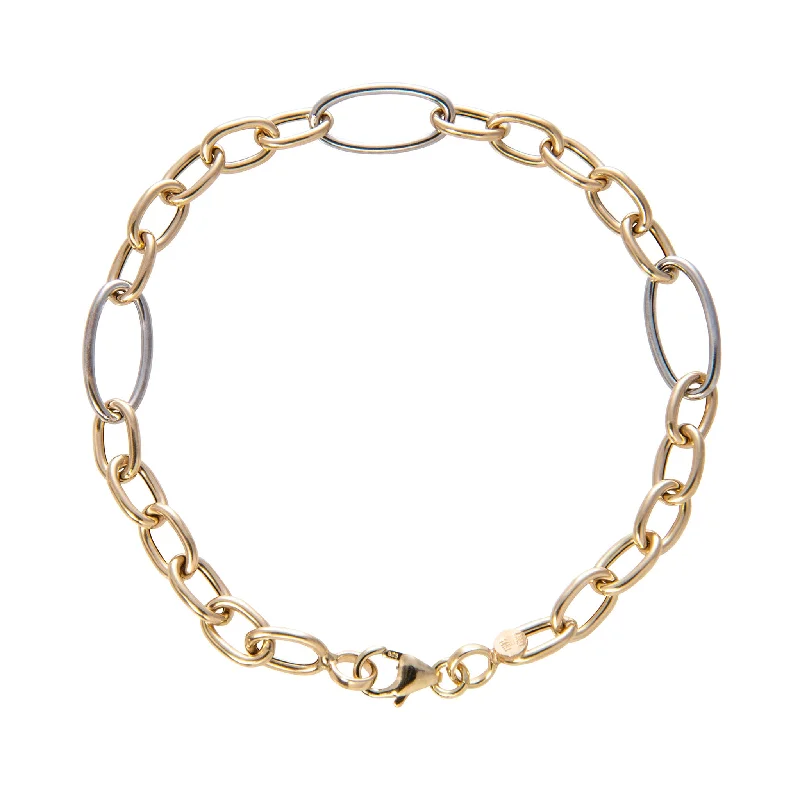Last Chance To Grab Your Favorite Jewelry At A Discount 14K Gold Two Tone Italian Mixed Oval Link Bracelet Last Chance To Grab Your Favorite Jewelry At A Discount 14K Gold Two Tone Italian Mixed Oval Link Bracelet