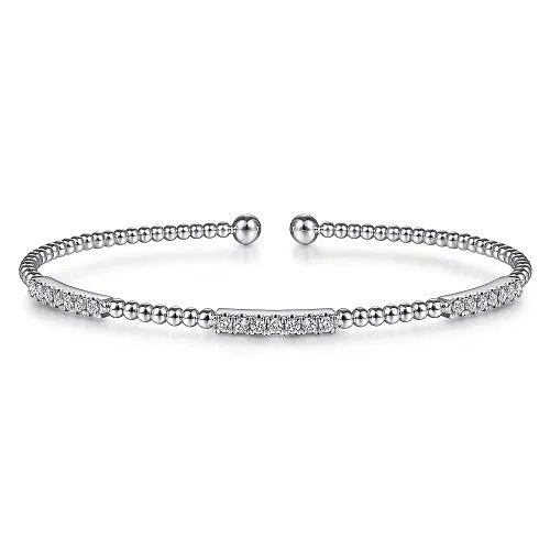Personalized Jewelry Sale – Meaningful Gifts At Great Prices 14K White Gold Bujukan Bead Cuff Bracelet with Diamond Pave Stations Personalized Jewelry Sale – Meaningful Gifts At Great Prices 14K White Gold Bujukan Bead Cuff Bracelet with Diamond Pave Stations