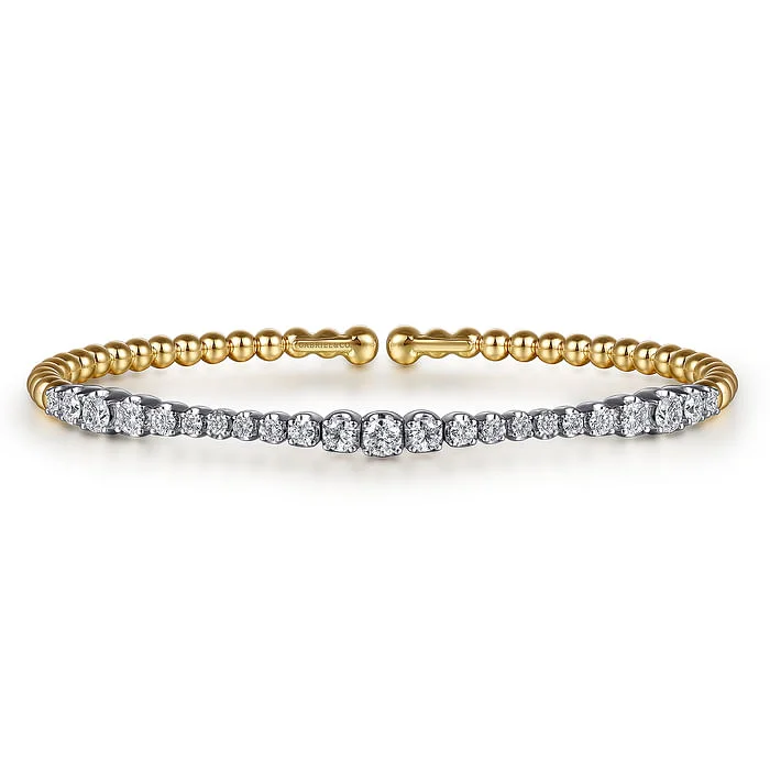 Exclusive Jewelry Offers – Shine For Less 14K White Yellow Gold Bujukan Beads and Graduating Diamond Split Bangle Bracelet Exclusive Jewelry Offers – Shine For Less 14K White Yellow Gold Bujukan Beads and Graduating Diamond Split Bangle Bracelet
