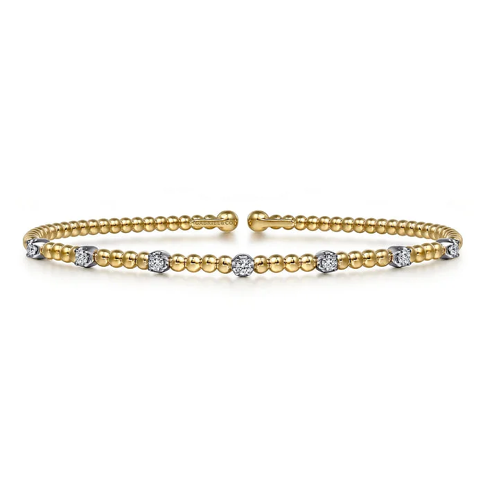 Stunning Jewelry Pieces At The Lowest Prices Ever 14K White-Yellow Gold Bujukan Diamond Stations Bangle Stunning Jewelry Pieces At The Lowest Prices Ever 14K White-Yellow Gold Bujukan Diamond Stations Bangle