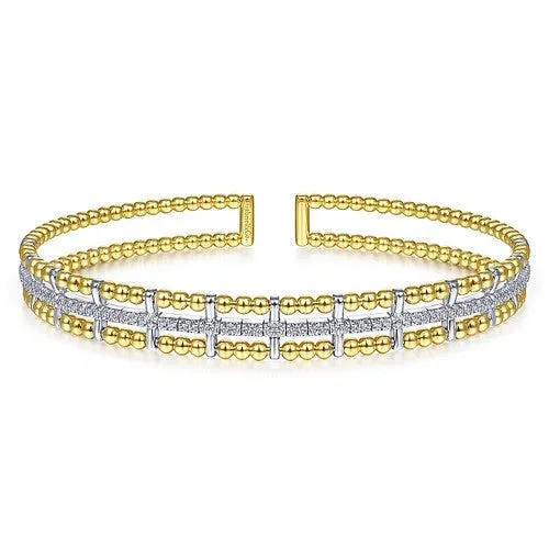 Premium Jewelry At Special Low Prices For A Limited Time 14K Yellow and White Gold Bujukan Diamond Cuff Bangle Premium Jewelry At Special Low Prices For A Limited Time 14K Yellow and White Gold Bujukan Diamond Cuff Bangle