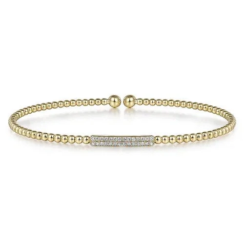 Timeless Beauty, Unbeatable Deals – Jewelry Sale On 14K Yellow Gold Bujukan Bead Cuff Bracelet with 0.13cttw Diamonds Timeless Beauty, Unbeatable Deals – Jewelry Sale On 14K Yellow Gold Bujukan Bead Cuff Bracelet with 0.13cttw Diamonds