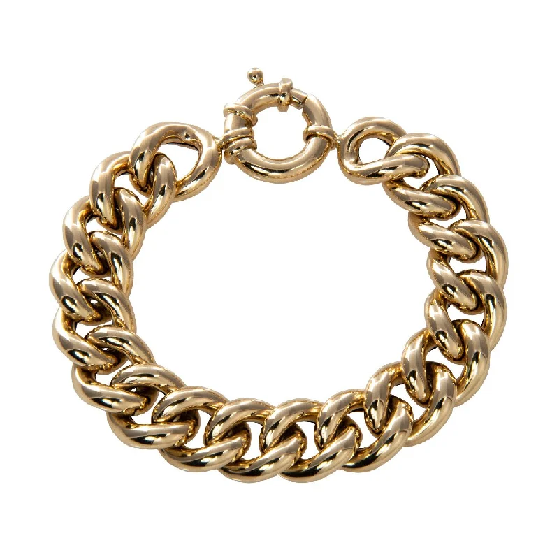 Fashion-Forward Geometric Jewelry For Contemporary Style 14K Yellow Gold Italian Curb Link Bracelet Fashion-Forward Geometric Jewelry For Contemporary Style 14K Yellow Gold Italian Curb Link Bracelet