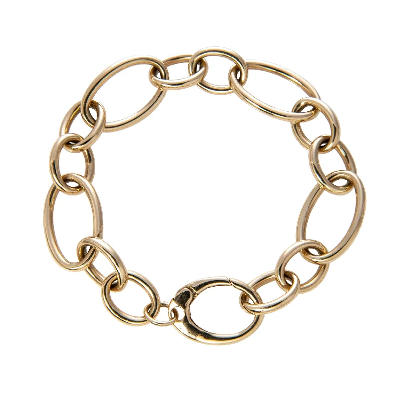 Romantic Heart-Shaped Jewelry For Special Gifts 14K Yellow Gold Italian Alternating Oval Link Bracelet Romantic Heart-Shaped Jewelry For Special Gifts 14K Yellow Gold Italian Alternating Oval Link Bracelet