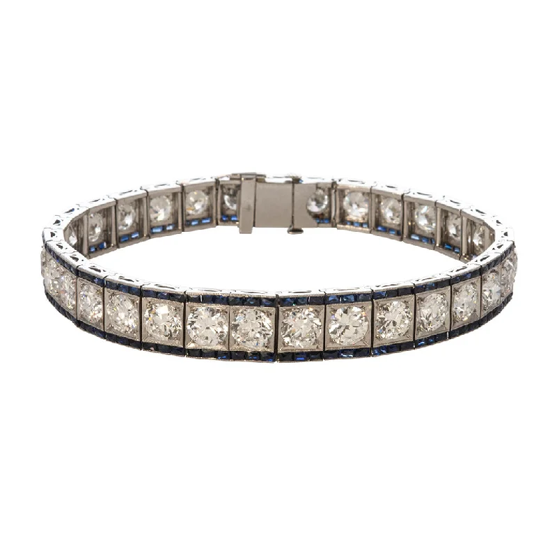 Exclusive Jewelry Sale – Sparkle For Less Art Deco 17ct Graduated Diamond & Sapphire Platinum Bracelet Exclusive Jewelry Sale – Sparkle For Less Art Deco 17ct Graduated Diamond & Sapphire Platinum Bracelet