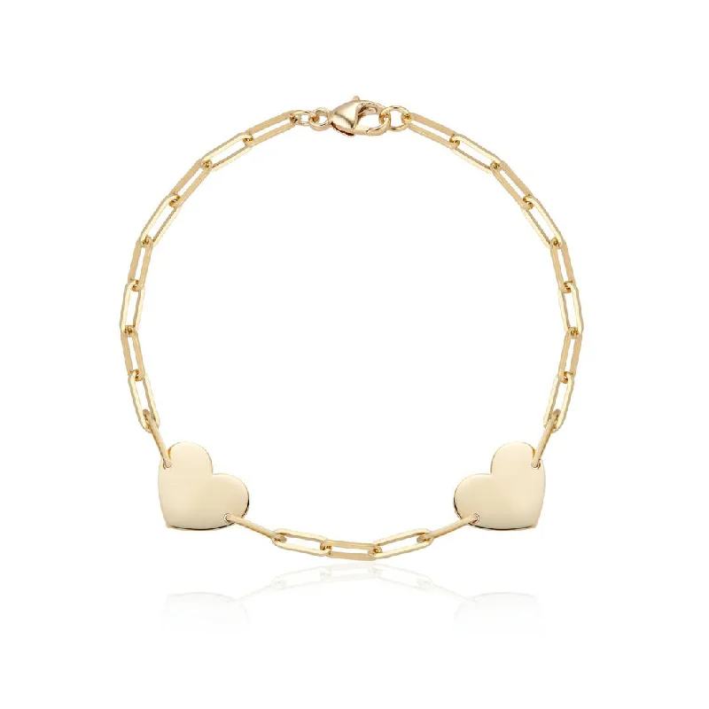 Stunning Jewelry At A Fraction Of The Price Aurelia Demark 18K Gold Delicate Two Hearts Bracelet Stunning Jewelry At A Fraction Of The Price Aurelia Demark 18K Gold Delicate Two Hearts Bracelet