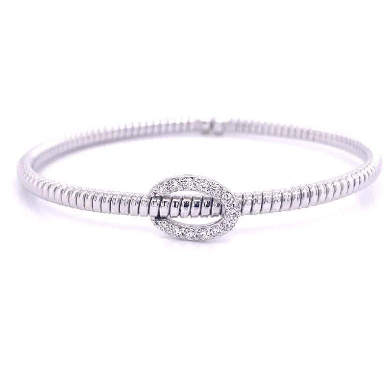 Trendy Minimalist Jewelry For Everyday Wear Bangle Diamond Bracelet in 18K White Gold (0.30ctw) Trendy Minimalist Jewelry For Everyday Wear Bangle Diamond Bracelet in 18K White Gold (0.30ctw)