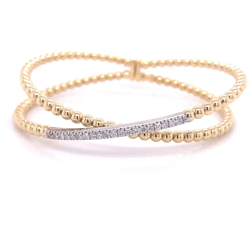 Delicate Crystal Jewelry For Sophisticated Charm Bangle Diamond Bracelet in 18K White/Yellow Gold (0.35ctw) Delicate Crystal Jewelry For Sophisticated Charm Bangle Diamond Bracelet in 18K White/Yellow Gold (0.35ctw)