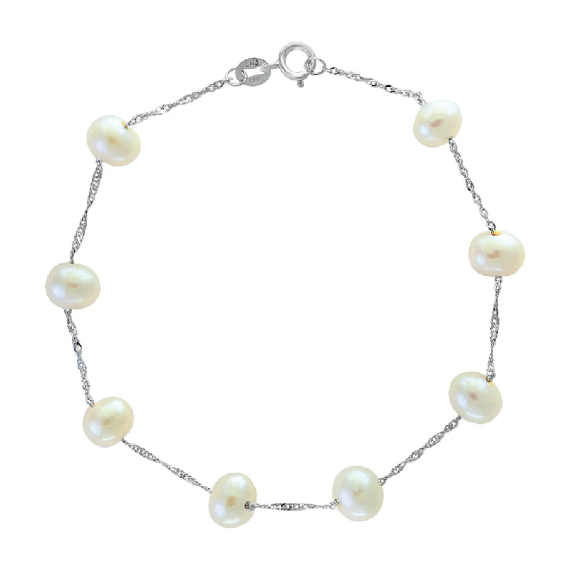Premium Diamond Jewelry At Once-In-A-Lifetime Discounts Bremer Jewelry Freshwater Cultured Station Pearl Bracelet in 14K White Gold Premium Diamond Jewelry At Once-In-A-Lifetime Discounts Bremer Jewelry Freshwater Cultured Station Pearl Bracelet in 14K White Gold