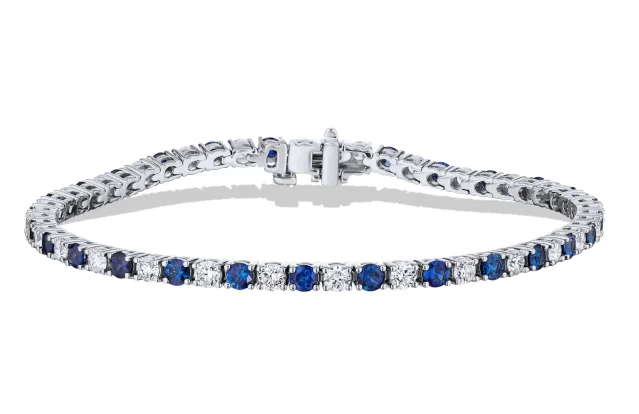 Don't Miss Out On Jaw-Dropping Jewelry Discounts Bremer Jewelry Sapphire and Diamond Tennis Bracelet in 18K White Gold (5.22ctw)