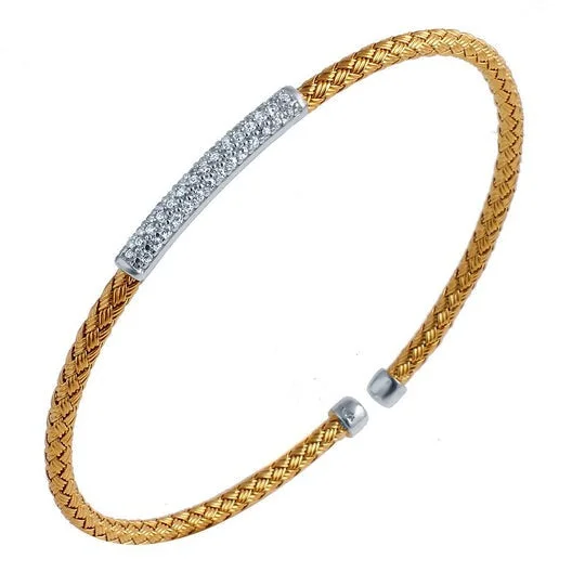 Flash Sale On Elegant Jewelry – Don't Miss Out CZ Gold Plated Silver 3mm Mesh Cuff Bangle Flash Sale On Elegant Jewelry – Don't Miss Out CZ Gold Plated Silver 3mm Mesh Cuff Bangle