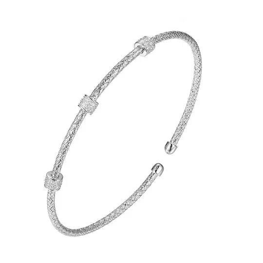 Limited-Time Jewelry Discounts – Shine Without The Splurge CZ Rhodium Plated Silver 2mm Mesh Cuff Bangle Limited-Time Jewelry Discounts – Shine Without The Splurge CZ Rhodium Plated Silver 2mm Mesh Cuff Bangle