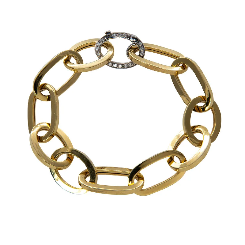 Versatile Layering Jewelry For Effortless Chic Diamond Pavé Clasp 14K Gold Mixed Oval Link Bracelet Versatile Layering Jewelry For Effortless Chic Diamond Pavé Clasp 14K Gold Mixed Oval Link Bracelet