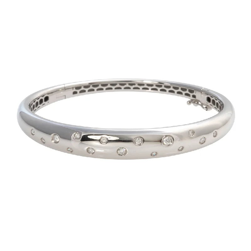Elegant Rose Gold Jewelry For A Stylish Touch Diamond Inlay 18K White Gold Tapered Bangle Elegant Rose Gold Jewelry For A Stylish Touch Diamond Inlay 18K White Gold Tapered Bangle