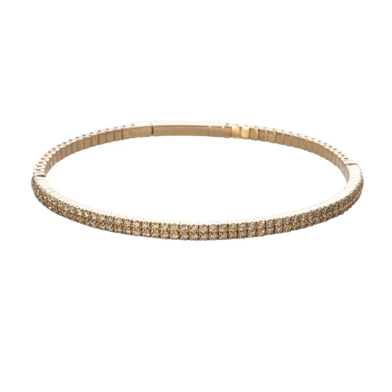 Grab Exquisite Jewelry At The Lowest Prices 1ctw Diamond Pavé 14K Yellow Gold Flexible Bangle Grab Exquisite Jewelry At The Lowest Prices 1ctw Diamond Pavé 14K Yellow Gold Flexible Bangle