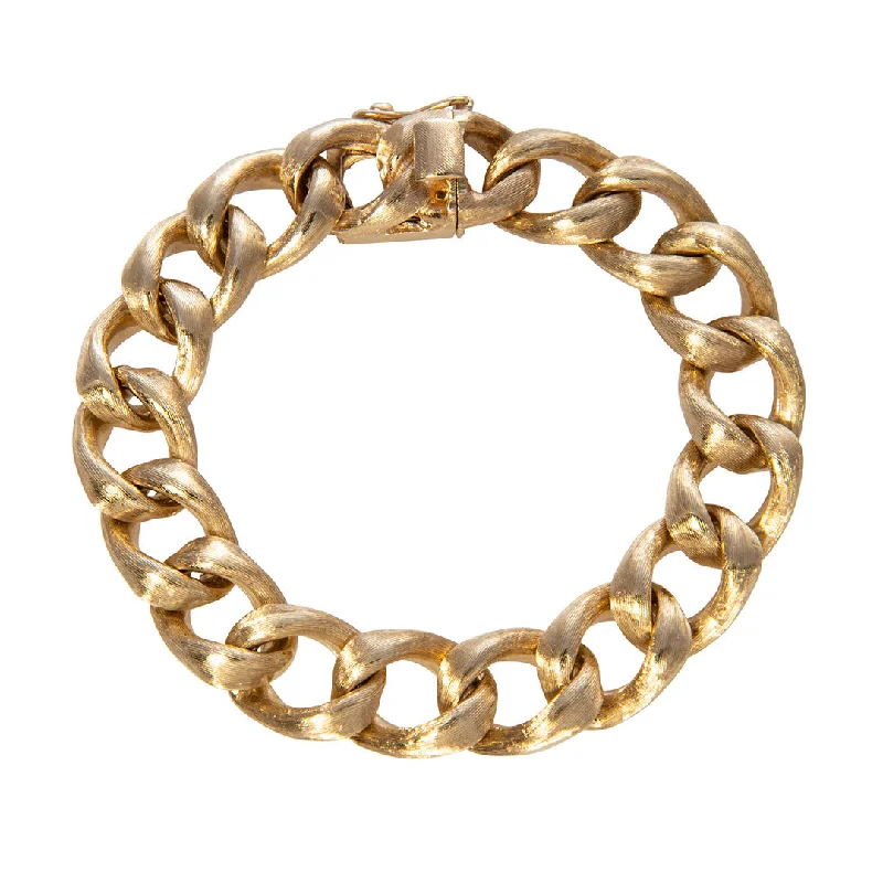 Seasonal Jewelry Deals – Elevate Your Style Estate 14K Yellow Gold Brushed Curb Link Bracelet Seasonal Jewelry Deals – Elevate Your Style Estate 14K Yellow Gold Brushed Curb Link Bracelet
