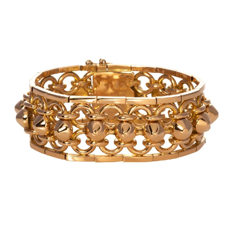 Flash Sale On Stunning Jewelry – Don't Miss Out Estate 18K Gold Studded Fancy Link Bracelet Flash Sale On Stunning Jewelry – Don't Miss Out Estate 18K Gold Studded Fancy Link Bracelet