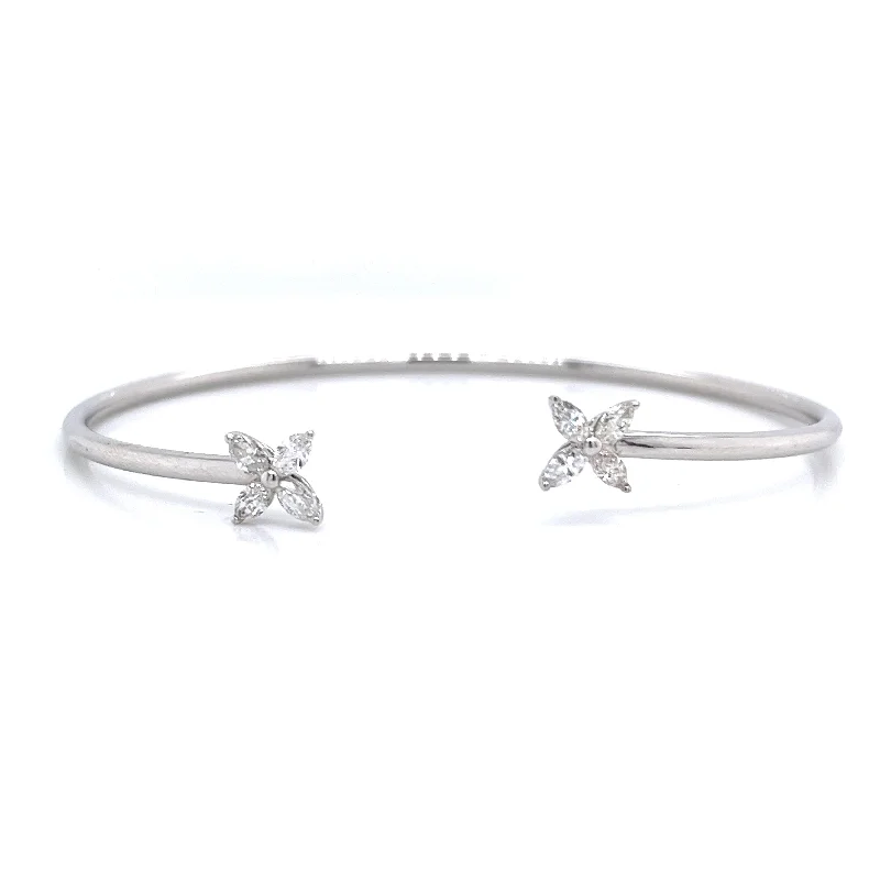 Luxury Handcrafted Jewelry For Elegant Looks Estate Bangle Diamond Bracelet in 18K White Gold (.50ctw) Luxury Handcrafted Jewelry For Elegant Looks Estate Bangle Diamond Bracelet in 18K White Gold (.50ctw)