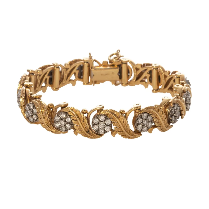 Limited-Stock Jewelry Clearance – Grab Your Favorites Now Vintage Floral Diamond Cluster 18K Gold Leaf Bracelet Limited-Stock Jewelry Clearance – Grab Your Favorites Now Vintage Floral Diamond Cluster 18K Gold Leaf Bracelet