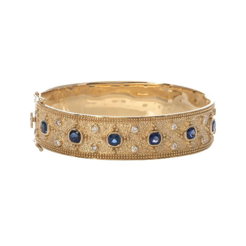 Flash Jewelry Sale – Get Stunning Pieces At Low Prices Etruscan Style Cushion Sapphire & Diamond 14K Gold Bangle Flash Jewelry Sale – Get Stunning Pieces At Low Prices Etruscan Style Cushion Sapphire & Diamond 14K Gold Bangle