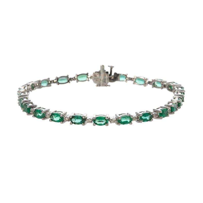 Luxury Meets Affordability – Jewelry Sale Live Now Oval Emerald & Diamond 18K White Gold Tennis Bracelet Luxury Meets Affordability – Jewelry Sale Live Now Oval Emerald & Diamond 18K White Gold Tennis Bracelet