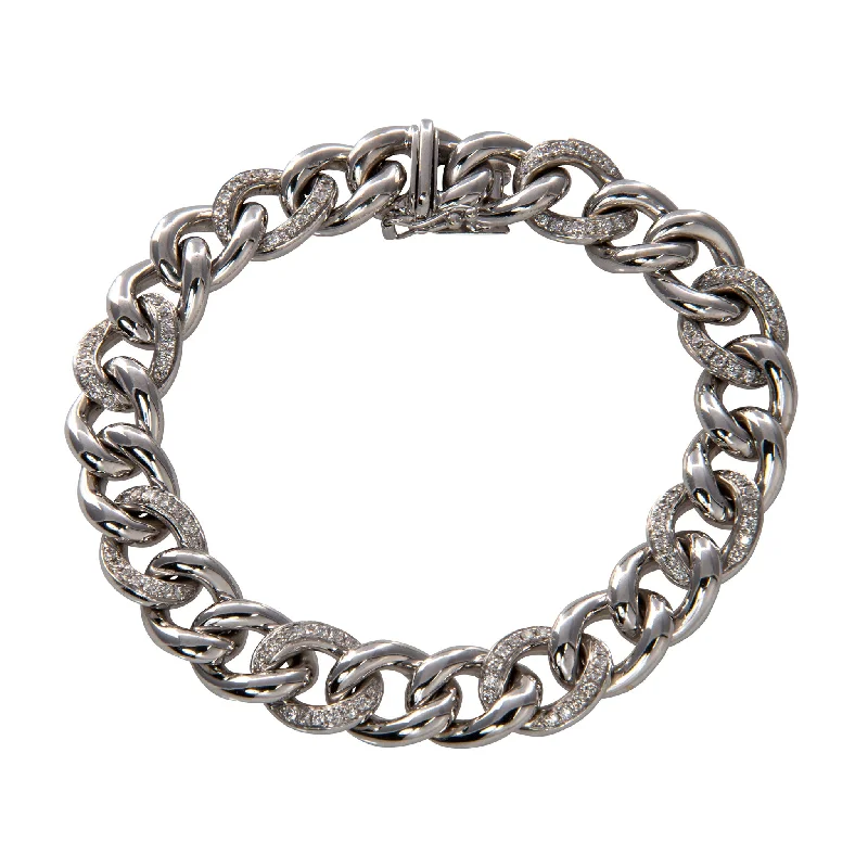 High-Quality Gemstone Jewelry For Special Occasions Pavé Diamond 18K White Gold Curb Link Bracelet High-Quality Gemstone Jewelry For Special Occasions Pavé Diamond 18K White Gold Curb Link Bracelet
