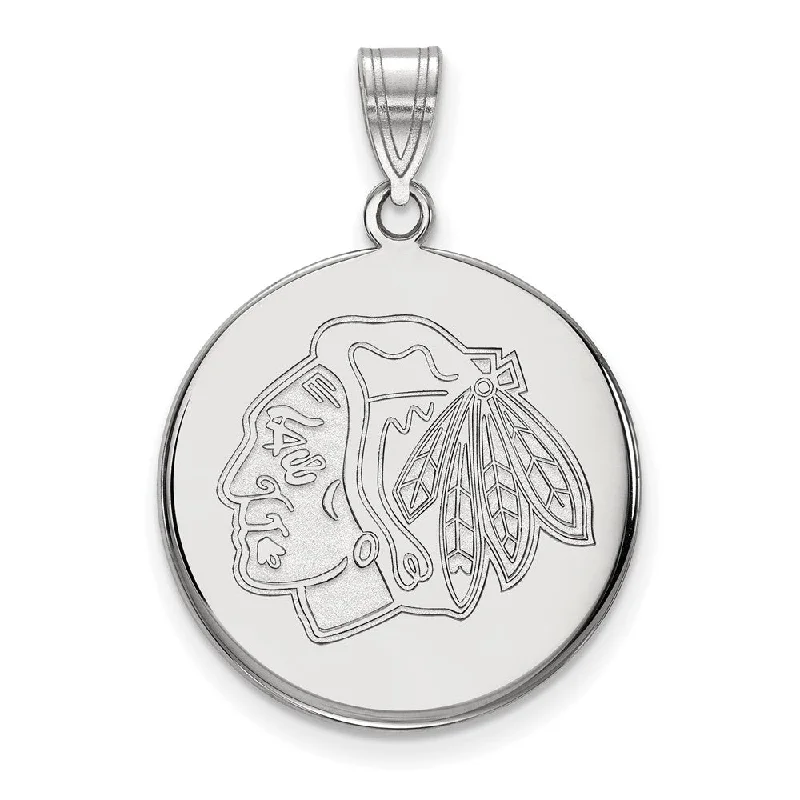Shop Dazzling Jewelry At The Best Prices 10k White Gold NHL Chicago Blackhawks Large Disc Pendant Shop Dazzling Jewelry At The Best Prices 10k White Gold NHL Chicago Blackhawks Large Disc Pendant