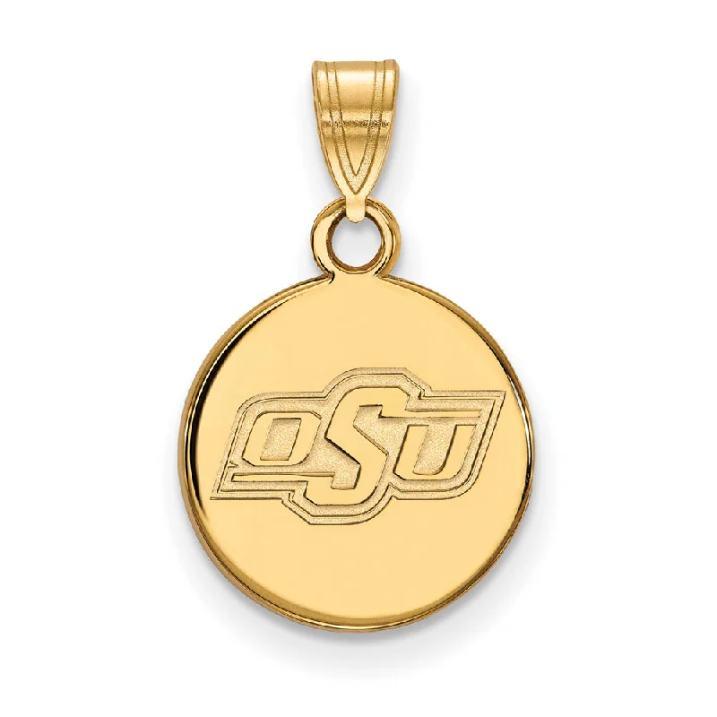 Dainty Floral Jewelry For Feminine Elegance 10k Yellow Gold Oklahoma State Small Disc Pendant Dainty Floral Jewelry For Feminine Elegance 10k Yellow Gold Oklahoma State Small Disc Pendant