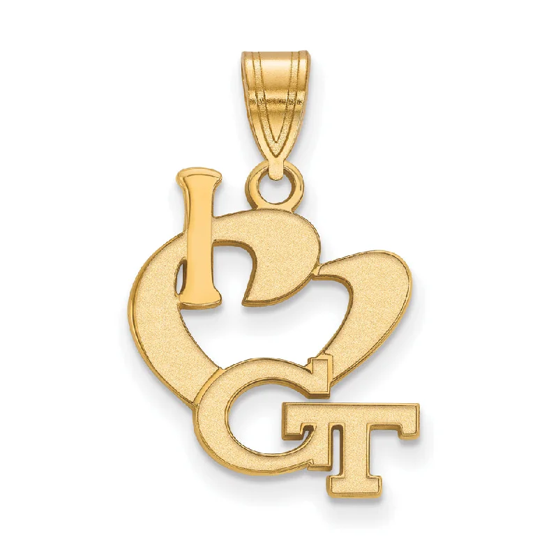 Luxury Handcrafted Jewelry For Elegant Looks 14k Gold Plated Silver Georgia Tech Large I Love Logo Pendant Luxury Handcrafted Jewelry For Elegant Looks 14k Gold Plated Silver Georgia Tech Large I Love Logo Pendant