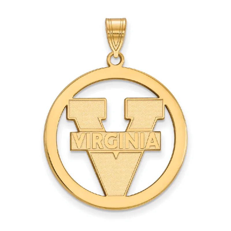 Elegant Jewelry, Exclusive Prices – Shop Now 14k Gold Plated Silver U. of Virginia XL 'V' Logo Circle Pendant Elegant Jewelry, Exclusive Prices – Shop Now 14k Gold Plated Silver U. of Virginia XL 'V' Logo Circle Pendant
