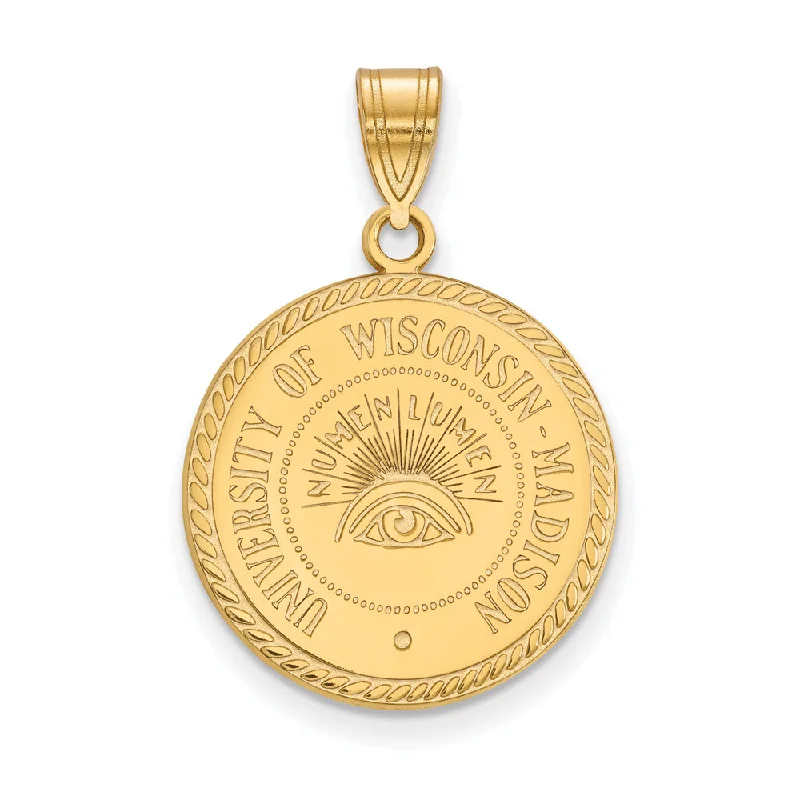 Seasonal Jewelry Deals – Elevate Your Style 14k Gold Plated Silver U. of Wisconsin Large Crest Disc Pendant Seasonal Jewelry Deals – Elevate Your Style 14k Gold Plated Silver U. of Wisconsin Large Crest Disc Pendant