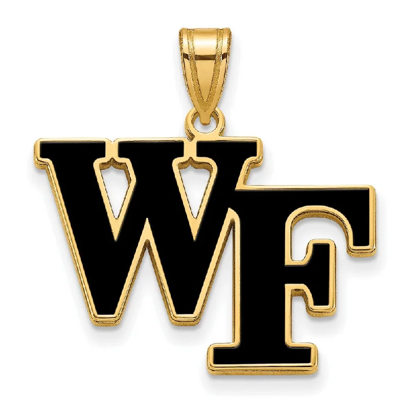 Don't Miss Out On Bestselling Jewelry At Special Prices 14k Gold Plated Silver Wake Forest U. Large Enamel 'WF' Pendant