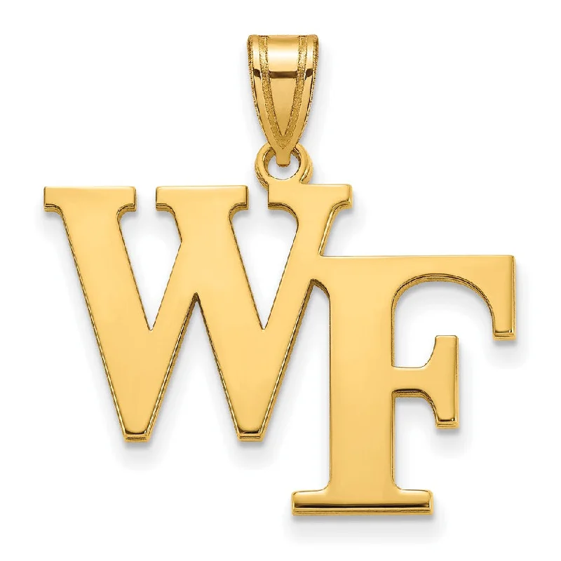 Classic And Modern Jewelry Styles On Sale 14k Gold Plated Silver Wake Forest U. Large 'WF' Pendant Classic And Modern Jewelry Styles On Sale 14k Gold Plated Silver Wake Forest U. Large 'WF' Pendant