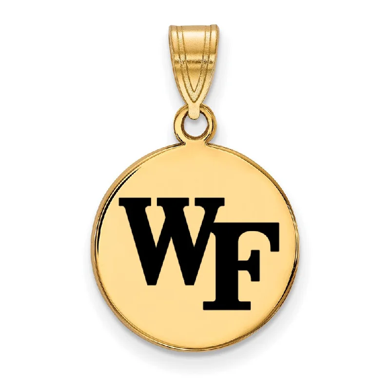 Jewelry Clearance Sale – Final Reductions 14k Gold Plated Silver Wake Forest U. Medium Enamel 'WF' Disc Pendant Jewelry Clearance Sale – Final Reductions 14k Gold Plated Silver Wake Forest U. Medium Enamel 'WF' Disc Pendant