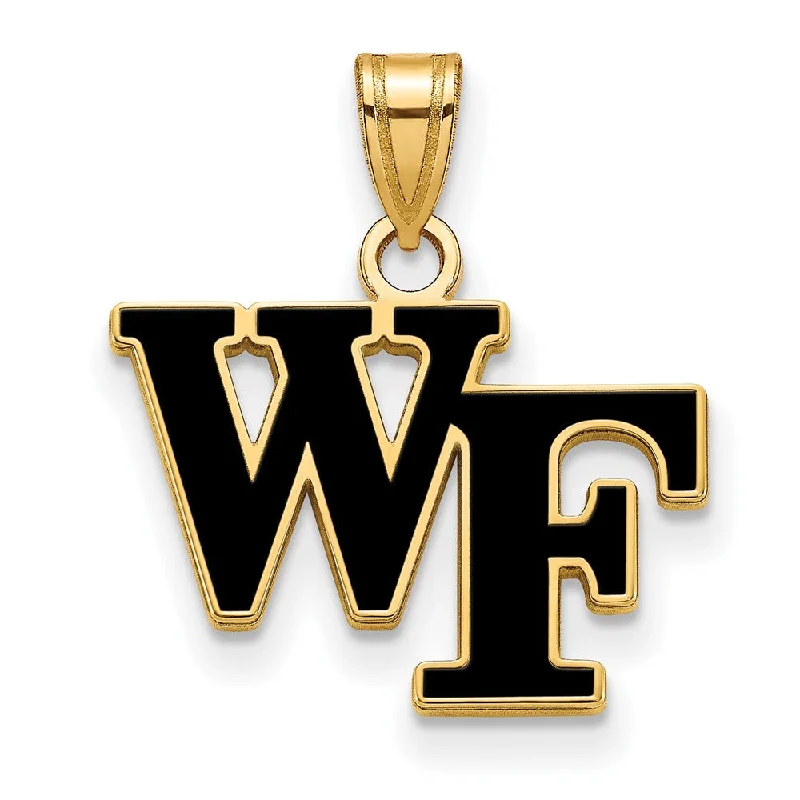 Huge Markdowns On Premium Jewelry Styles 14k Gold Plated Silver Wake Forest U. Small Enamel 'WF' Pendant Huge Markdowns On Premium Jewelry Styles 14k Gold Plated Silver Wake Forest U. Small Enamel 'WF' Pendant
