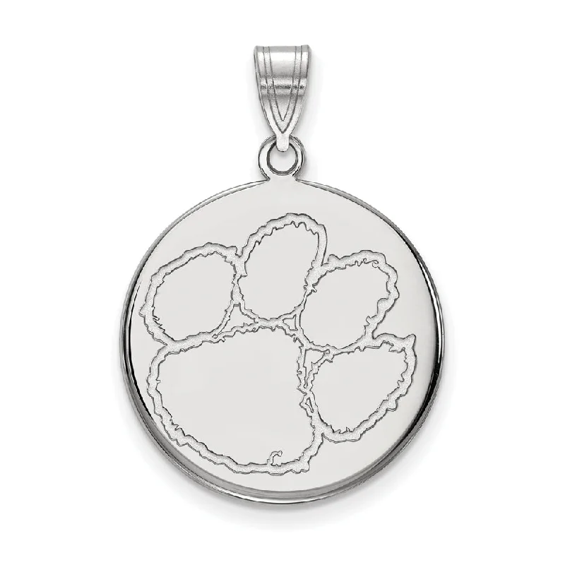 Shop Dazzling Jewelry With Special Promotional Discounts 14k White Gold Clemson U Large Disc Pendant Shop Dazzling Jewelry With Special Promotional Discounts 14k White Gold Clemson U Large Disc Pendant