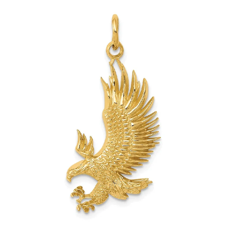 Romantic Heart-Shaped Jewelry For Special Gifts 14k Yellow Gold 2D American Bald Eagle Pendant
