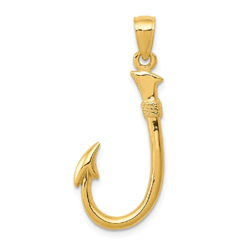 Discounted Jewelry For A Glamorous Look 14k Yellow Gold 3D Fishhook Pendant