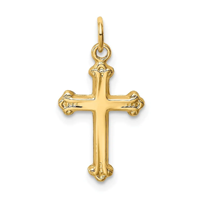 Customized Silver Jewelry For Unique Style 14k Yellow Gold Budded Cross Charm